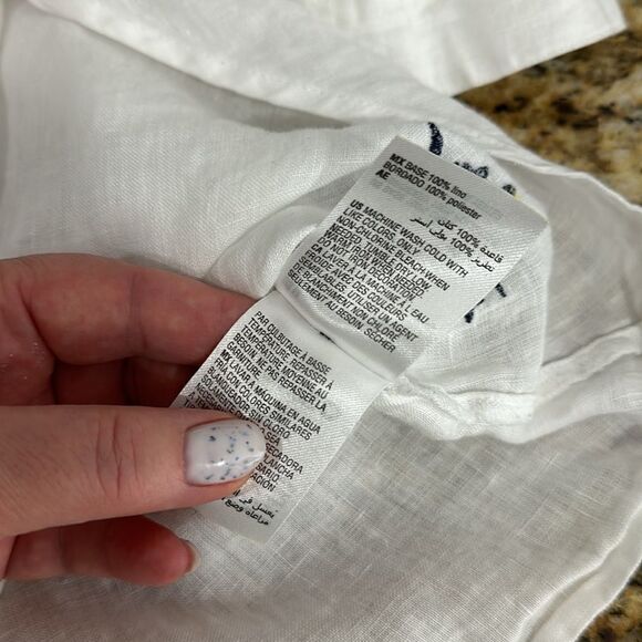 ❤️Last Chance Charter Club Luxury Linen Embroidered 3/4 Sleeve Blouse Top Size M - Picture 8 of 11